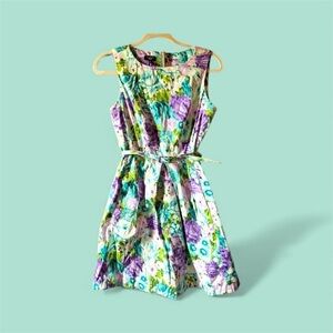 Talbots Floral Midi Dress - Purple and Green